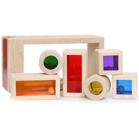 Радужные блоки со звуком Wonderworld Blocks - в деревянном контейнере